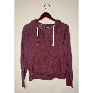 SO Size L Burgundy Purple Full Zip Hoodie with Thumb Holes